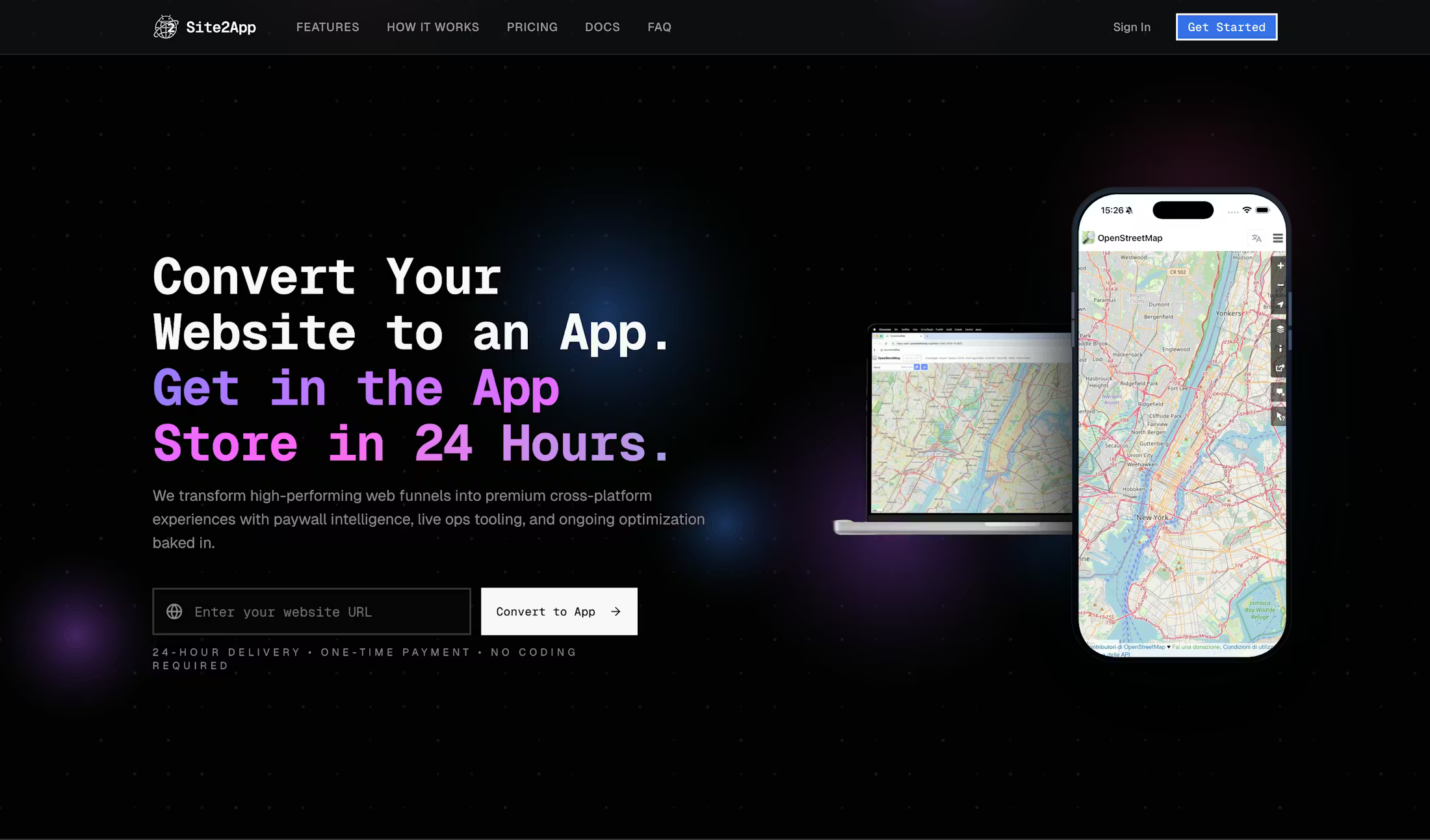 site2app.tech — slide 1 of 5